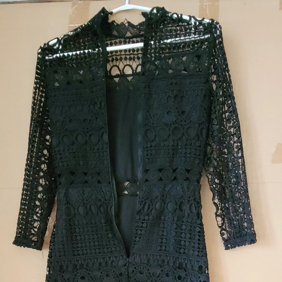 Women's Sexy Black Lace Hollow Mini Cocktail Party Dress - US XS - Picture 4 of 6
